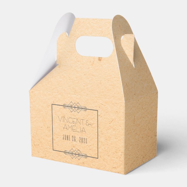 Minimalistisk Art Deco Peach Personligt bröllp Presentaskar (Framsidan Sidan)