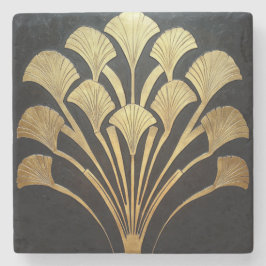 Minimalistisk Art Deco Sunburst Black och Guld Stenunderlägg