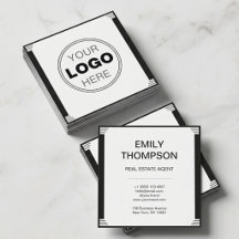 Minimalistisk Art Deco Svart Vitt Fyrkantigt Logot