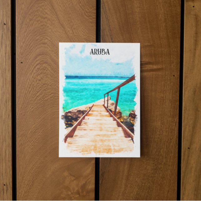 Minimalistisk Aruba Karibisk Tropisk Semester Vykort (Minimalist Aruba Caribbean Tropical Vacation Postcard)