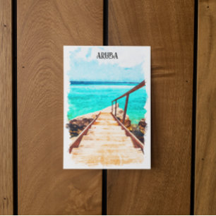 Minimalistisk Aruba Karibisk Tropisk Semester Vykort