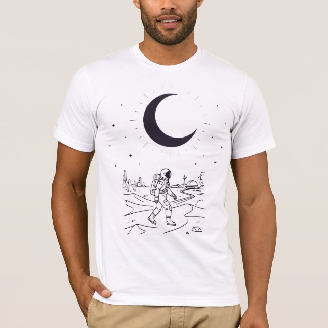 Minimalistisk astronaut Lunar Explorer grafisk des T Shirt (Framsida)