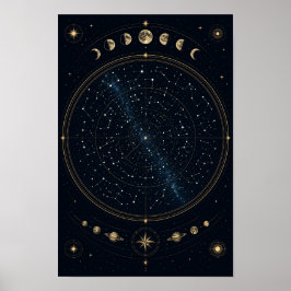 Minimalistisk astronomi stjärnkarta poster för mod