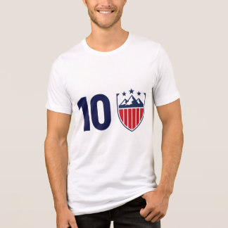 Minimalistisk atletisk sköld och nummer 10-grafik t shirt