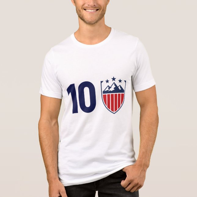 Minimalistisk atletisk sköld och nummer 10-grafik t shirt (Framsida)
