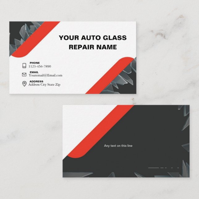 Minimalistisk automatisk glasreparation visitkort (Fram/baksida)