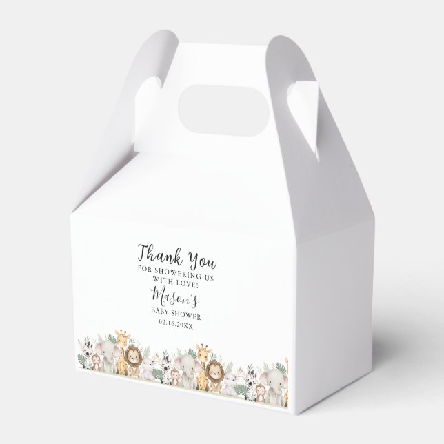 Minimalistisk äventyrs skogsdjur babyfirande presentaskar (Framsidan Sidan)