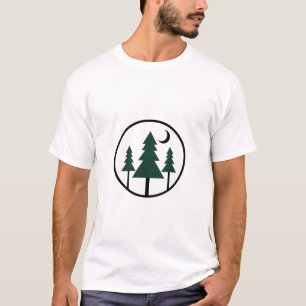 Minimalistisk äventyrslandskap Tallar Natt Måne T Shirt
