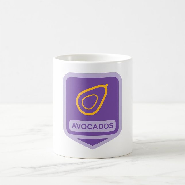 Minimalistisk Avocado Badge i Lila och Guld Kaffemugg (Skapare uppladdad)