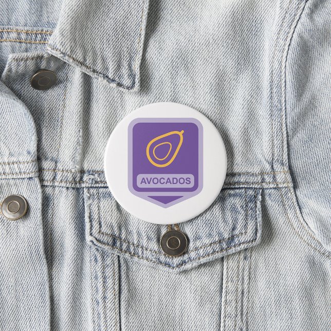 Minimalistisk Avocado Badge i Lila och Guld Knapp (Skapare uppladdad)