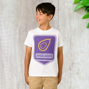 Minimalistisk Avocado Badge i Lila och Guld T Shirt