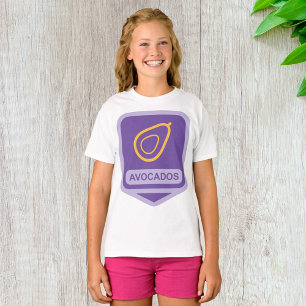 Minimalistisk Avocado Badge i Lila och Guld T Shirt