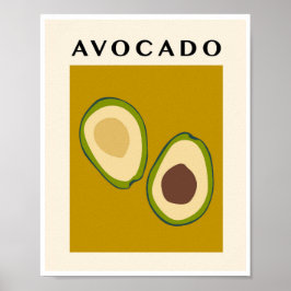 Minimalistisk Avokado Frukt Grön Köks Konst Poster