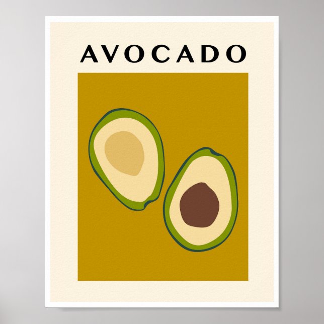 Minimalistisk Avokado Frukt Grön Köks Konst Poster (Framsidan)