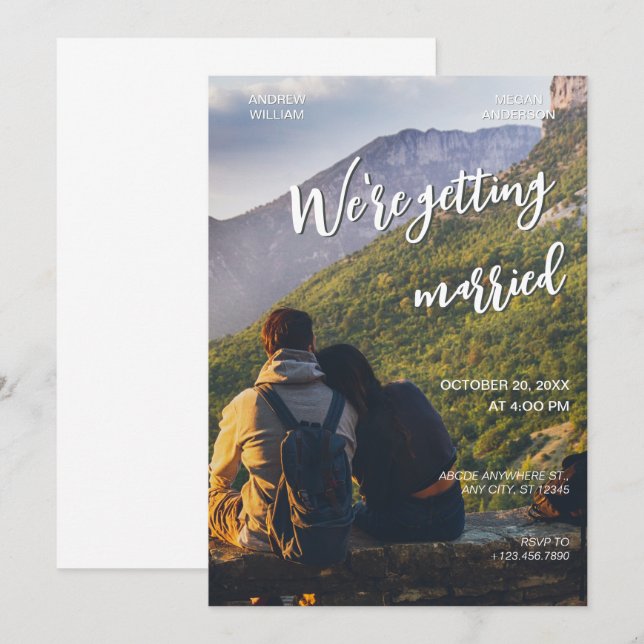 Minimalistisk avslappnad-foto bröllop inbjudningar (Fram/baksida)