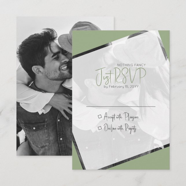 Minimalistisk Avslappnad Sage Grönt Bröllop OSA Kort (Fram/baksida)