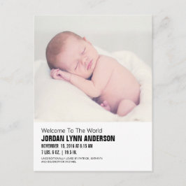 Minimalistisk Baby Foto Födelsekort Annonseringsko Meddelande Vykort