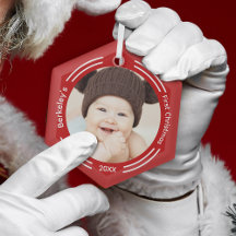 Minimalistisk Baby-fotoröd första jul