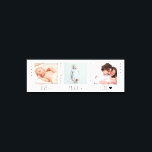 Minimalistisk Baby-fototrio-fåglart Canvastryck<br><div class="desc">Klassisk mall och elegant för 3 foton med ord "live   skratte   kärlek" under,  personlig med namn och födelsedatum för baby eller anpassningsbar för tillfälle.</div>