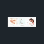 Minimalistisk Baby-fototrio-fåglart Canvastryck<br><div class="desc">Klassisk mall och elegant för 3 foton med ord "live   skratte   kärlek" under,  personlig med namn och födelsedatum för baby eller anpassningsbar för tillfälle.</div>