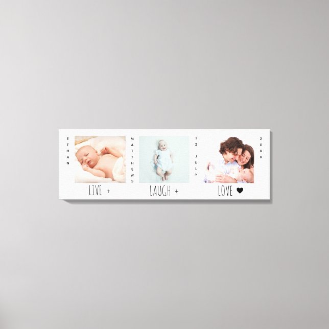 Minimalistisk Baby-fototrio-fåglart Canvastryck (Framsida)