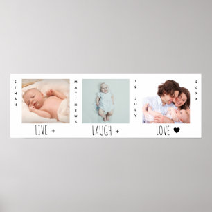 Minimalistisk Baby-fototrio-fåglart Poster