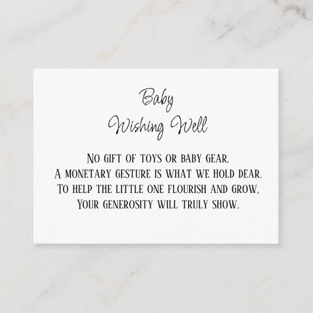 Minimalistisk Baby önskebrunn Penninggåva Tilläggskort (Framsida)