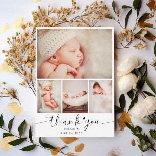 Minimalistisk Baby Shower 4 Foto Collage Tacksamhe Tack Kort