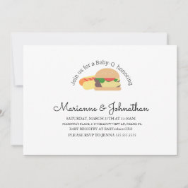 Minimalistisk baby shower BBQ Burger Hot Dog Inbjudningar
