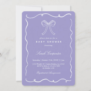 Minimalistisk baby shower-flicka med rosett inbjudningar