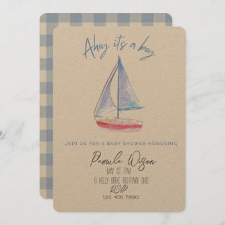 Minimalistisk baby shower för baby boy  inbjudningar