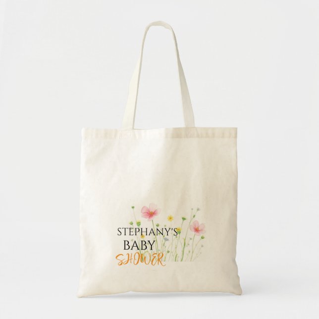 Minimalistisk baby shower-handväska tygkasse (Framsidan)