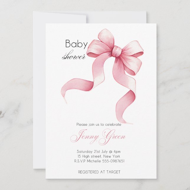 Minimalistisk Baby Shower-inbjudan Redigerbar Neut Inbjudningar (Framsida)