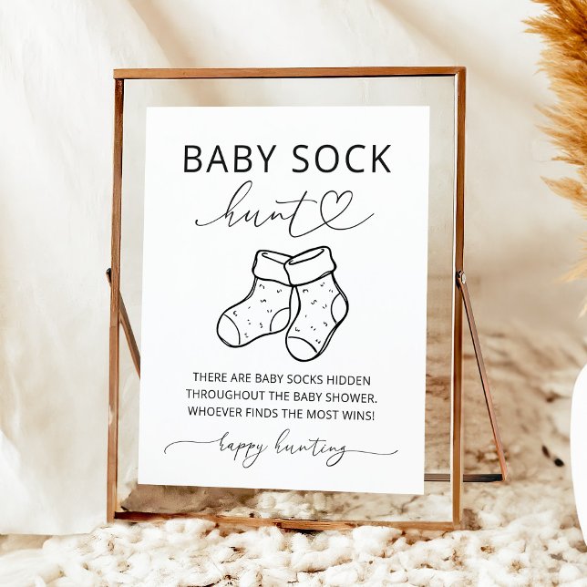 Minimalistisk Baby Shower Strumpjakt Spelskylt Poster (Skapare uppladdad)