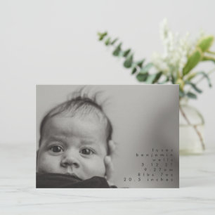 Minimalistisk babyboy foto födelseannonsering meddelande