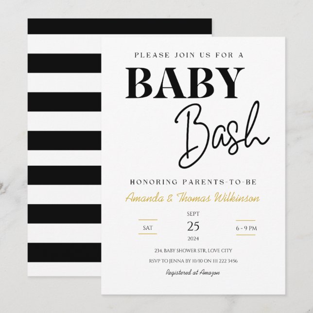 Minimalistisk babydusch för Baby-Par Inbjudningar (Fram/baksida)