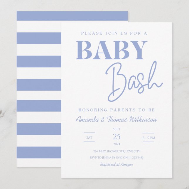 Minimalistisk babydusch för Baby-Par Inbjudningar (Fram/baksida)