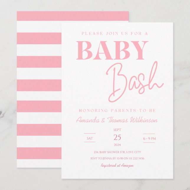 Minimalistisk babydusch för Baby-Par Inbjudningar (Fram/baksida)