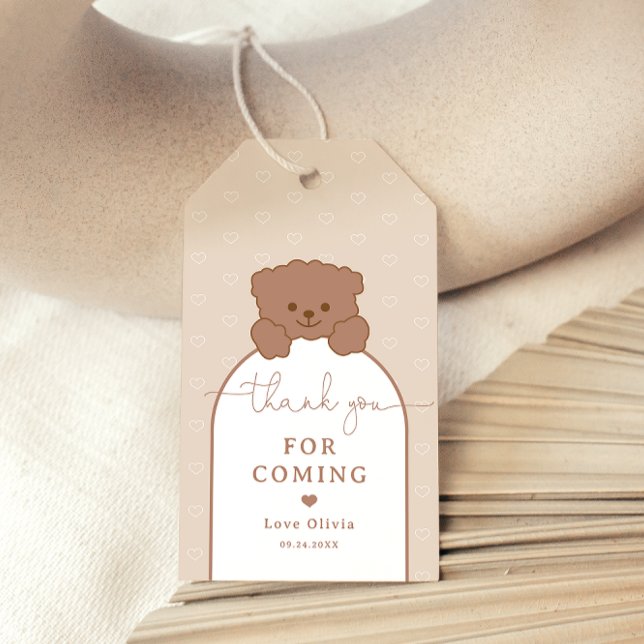 Minimalistisk babydusch för Barly Wait Cute Nalle Presentetikett (Skapare uppladdad)