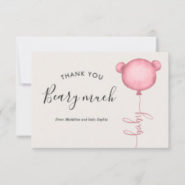 Minimalistisk babydusch för Beary Rosa Balloon Tack Kort