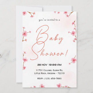 Minimalistisk babydusch för Cherry Blommar Inbjudningar