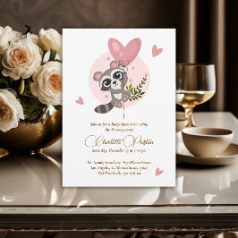 Minimalistisk babydusch för cute Raccoon Inbjudningar