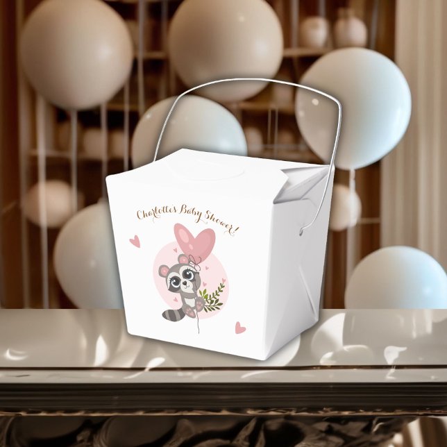 Minimalistisk babydusch för cute Raccoon Presentaskar (Minimalist Cute Raccoon Baby Shower Favor Box)