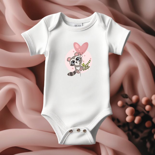 Minimalistisk babydusch för cute Raccoon T Shirt (Minimalist Cute Raccoon Baby Shower Baby Bodysuit)