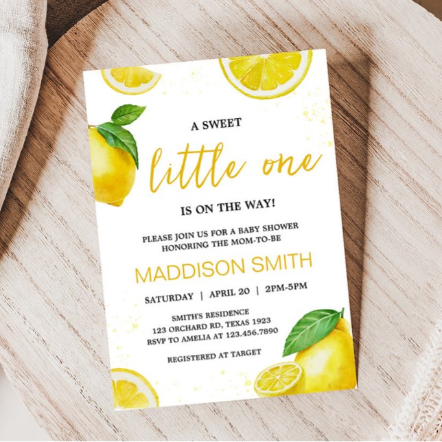 Minimalistisk babydusch för Lemonade Inbjudningar (Gender Neutral Summer Citrus Baby Shower Invitation)