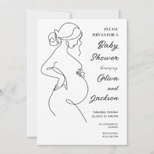 Minimalistisk babydusch för linjekonst Gravid Inbjudningar