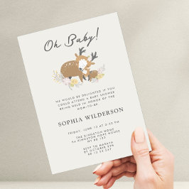 Minimalistisk babydusch för Mamma och Baby hjort Inbjudningar