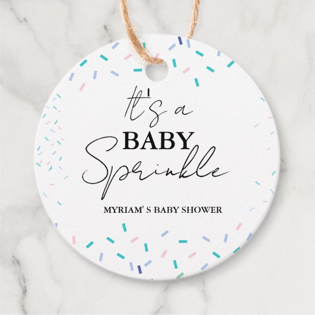 Minimalistisk babydusch i Baby Sprinkles Gåvor Etiketter (Framsida)