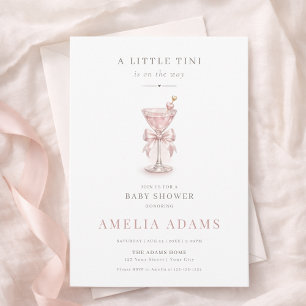 Minimalistisk babyfest för tjej, en är på väg inbjudningar