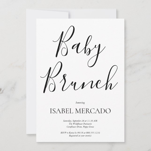 Minimalistisk babyskabb Baby Brunch Inbjudningar (Framsida)